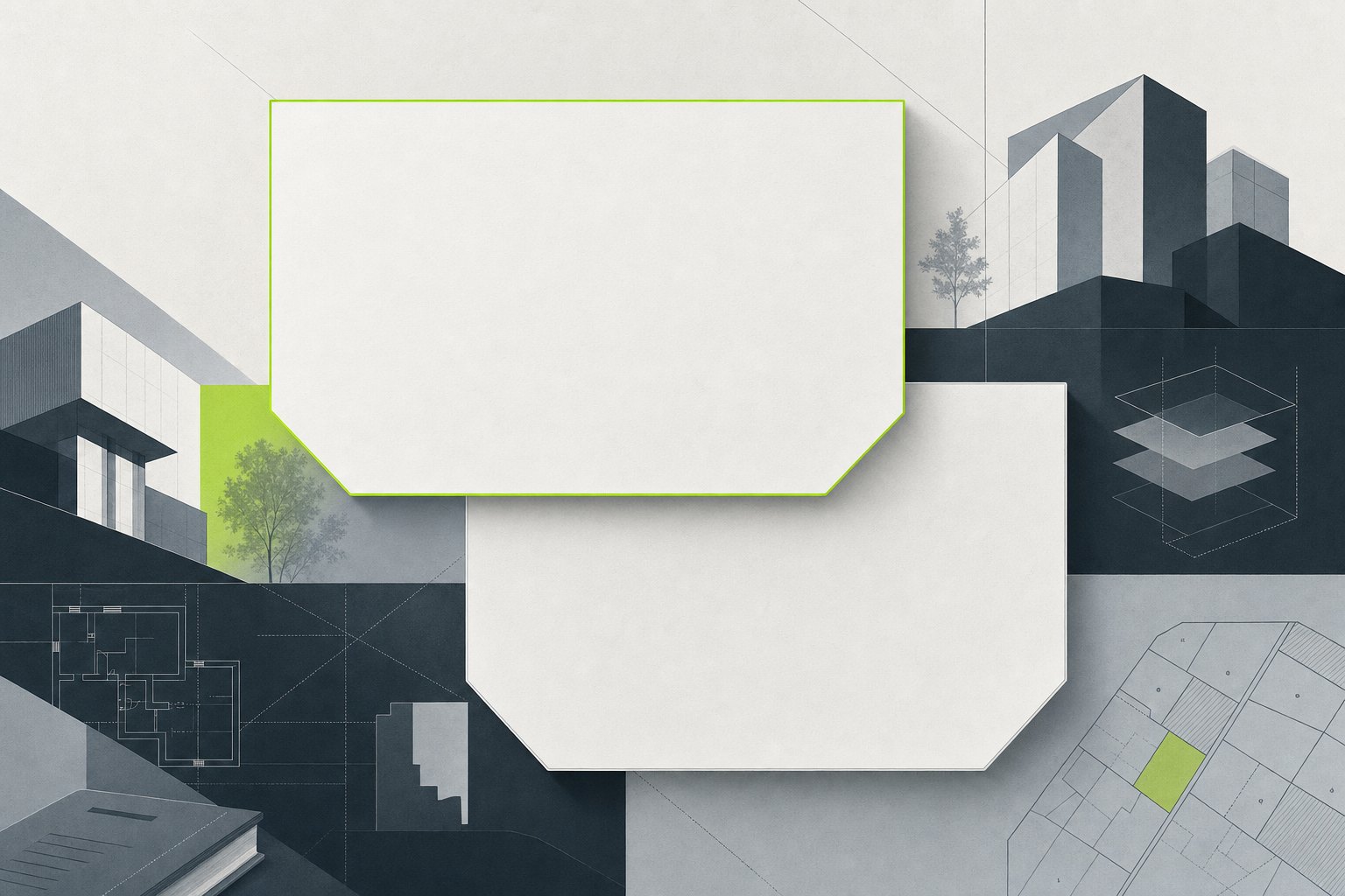 Two blank speech-plate rectangles offset diagonally