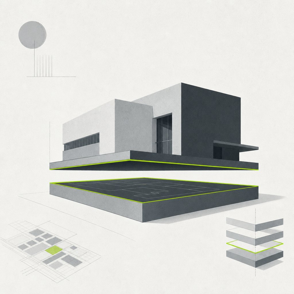 Two-layer diagram separating land from improvements