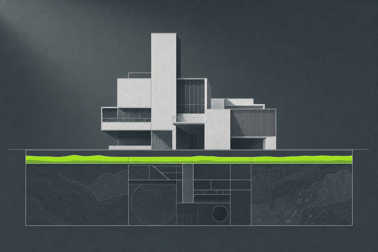 Cross-section diagram of land, lease and building layers