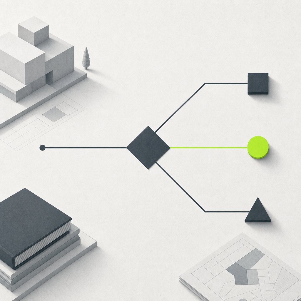 Flow diagram branching into three outcomes